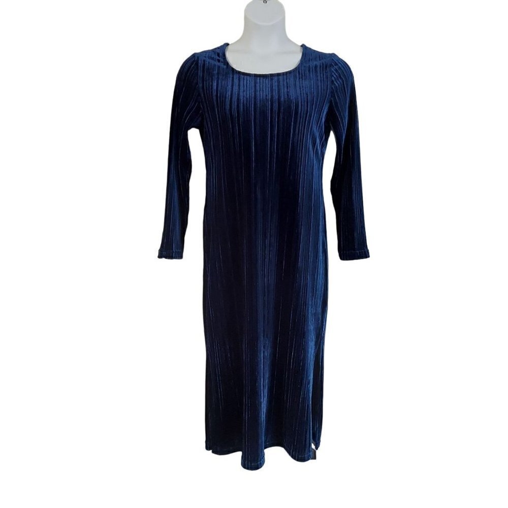 Avon Women's Dark Blue Striped Velvet Body Con Maxi Dress